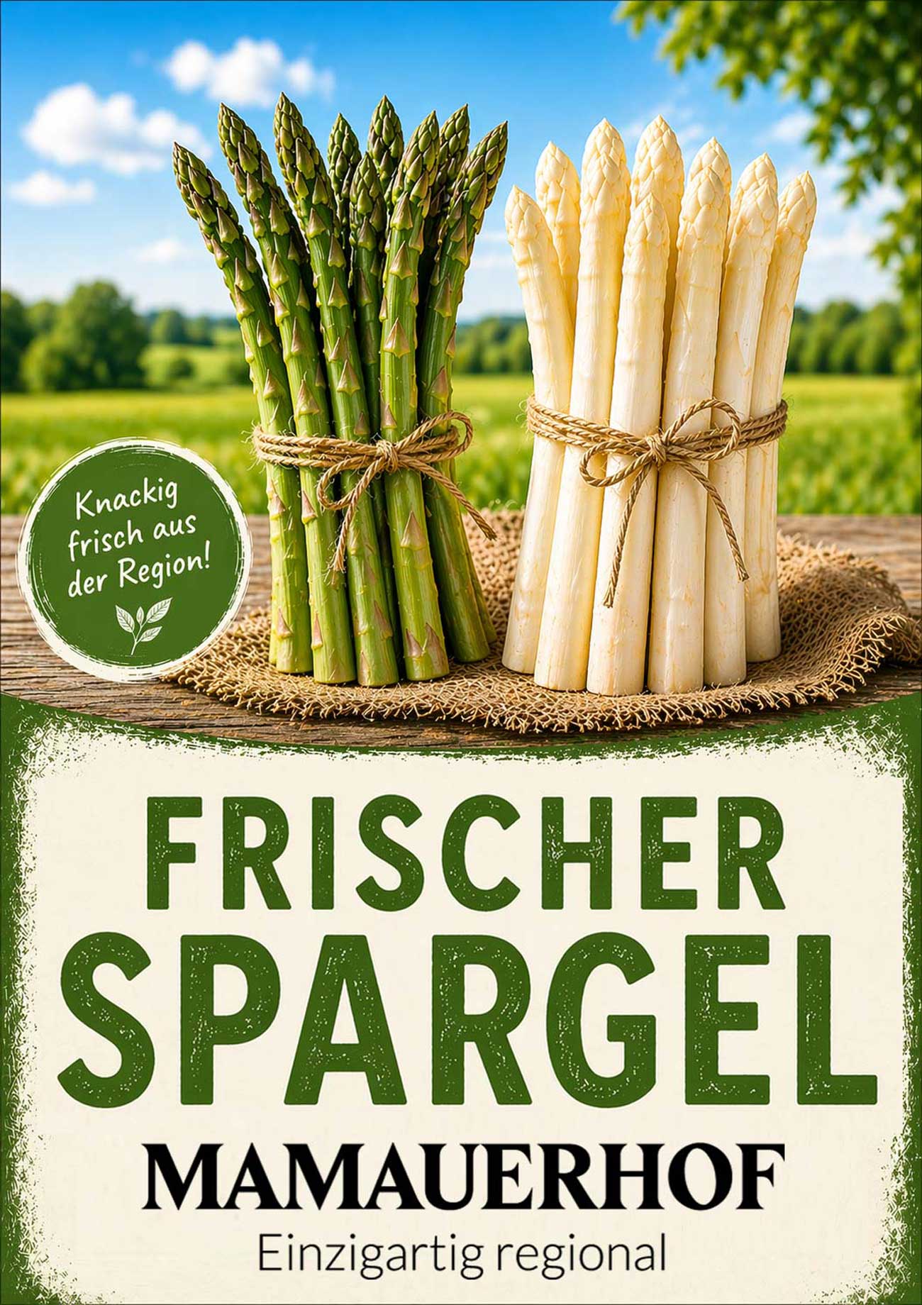 Frisch gestochenen Spargel vom Mamauerhof aus Karlstetten bei St. Pölten jetzt neu in Wurzers Hofladen in Bodensdorf bei Wieselburg